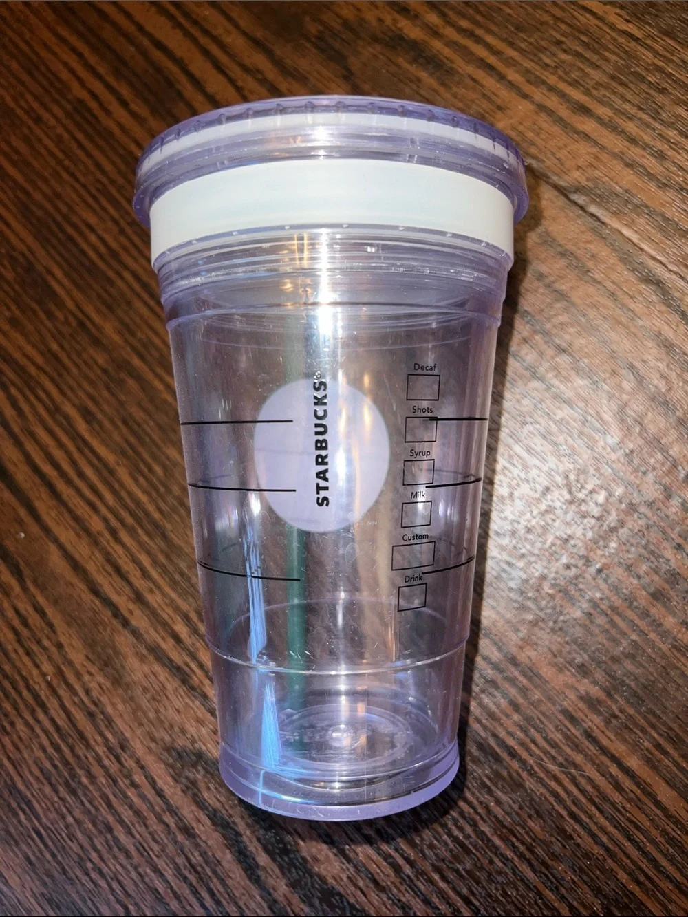 Starbucks Clear Iridescent Plastic Tumbler with Green Logo and Green Straw